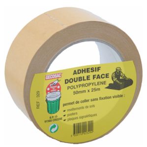 Adhésif double face polypropylène Blanc 48 mm x 25 m - 115 microns