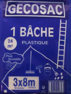 Bâche de protection polyéthylène translucide 3 x 8 mètres 50 microns épais 